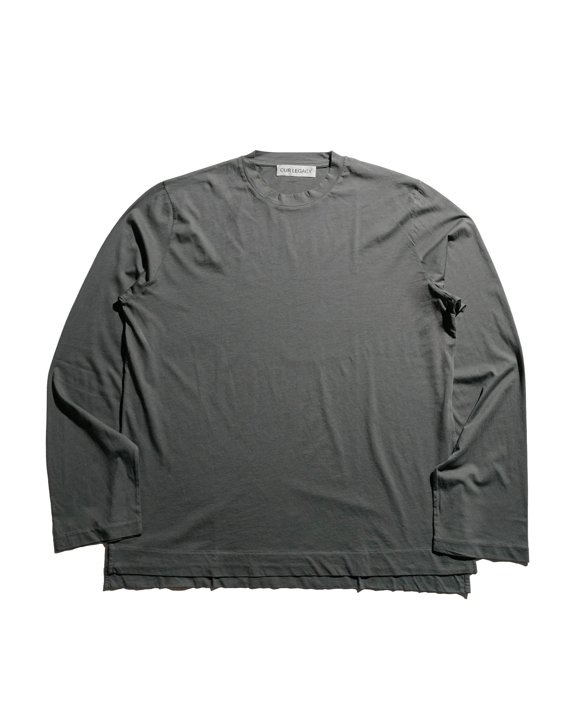 DoubleStitchedHem Breathable apparel Our Legacy Box Longsleeve Grey Sage Clean Jersey