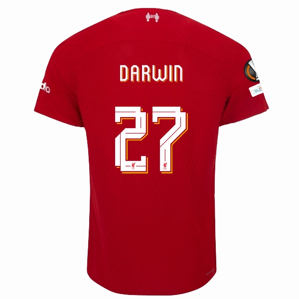 Nike Liverpool Authentic Darwin N???ez Vaporknit Match Home Jersey w/ Europa League Patches 23/24 (Red/White) Flex Fit Construction