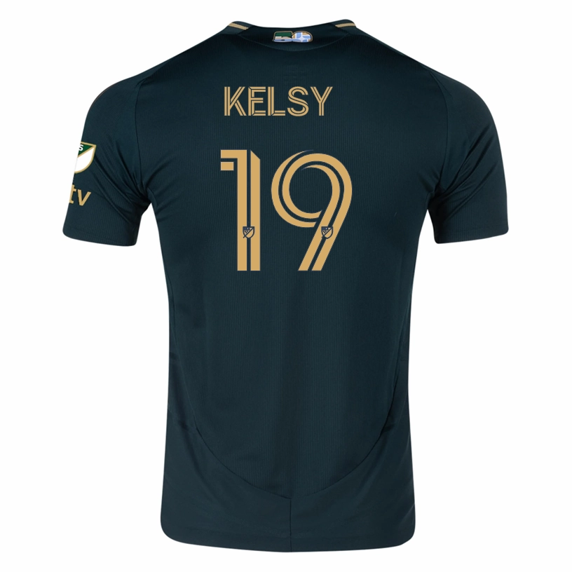 adidas Kevin Kelsy Portland Timbers Authentic Home Jersey w/ MLS & Apple Patch 25/26 (Green/Gold) Eco Friendly Production