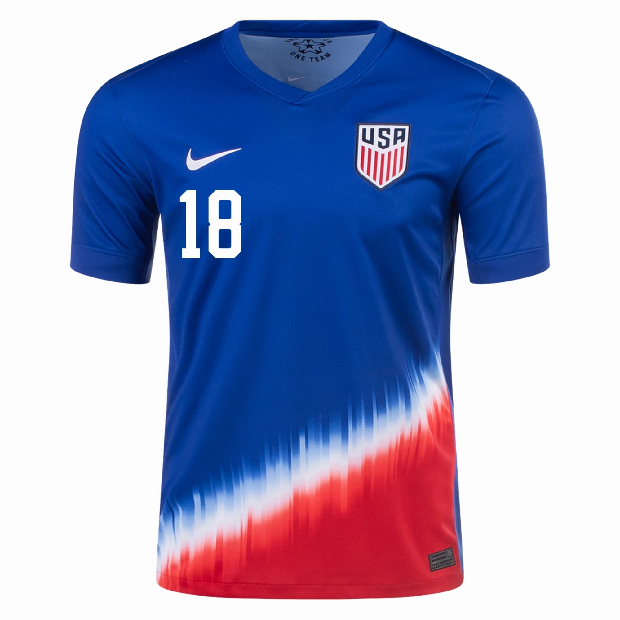 Nike Mens United States Ricardo Pepi Away Jersey 24/25 (Old Royal/Sport Red) Tagless Label Design Zero Distraction Tagging