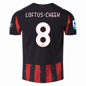Biodegradable Synthetic Fibers Puma Loftus-Cheek Men's AC Milan Authentic Home Jersey 25/26 w/ Seria A Patch (Red/Black)