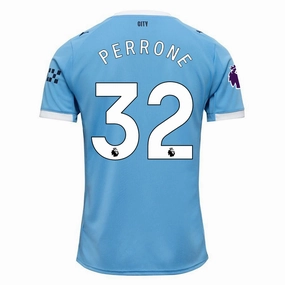 Puma Maximo Perrone Manchester City Home Jersey 25/26 w/ EPL   Sponsor Patch (Team Light Blue/Puma White) Seamless Knitting Stylish Outfit