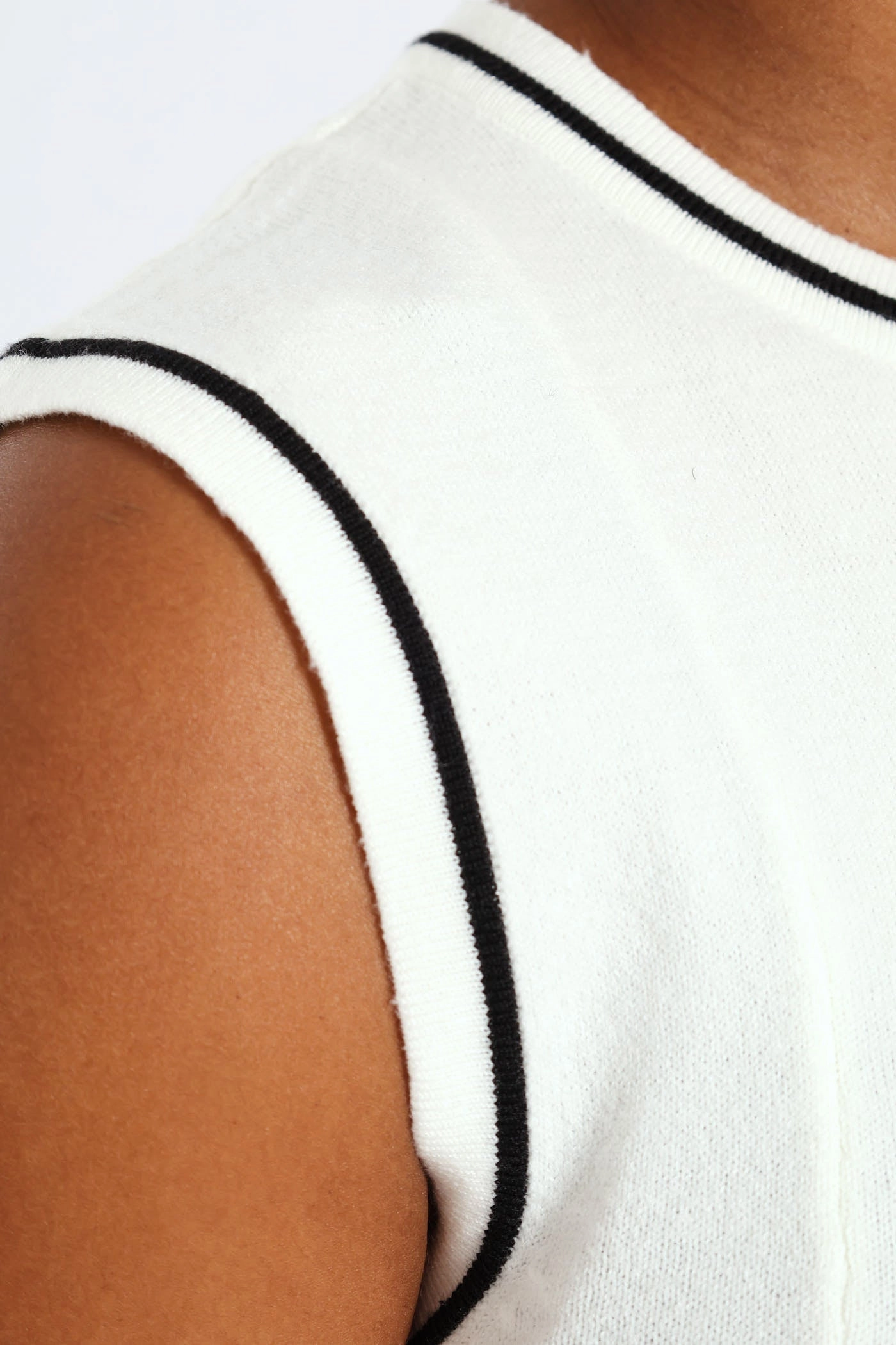 Panelled Tipped Skater Knitwear Dress - Cream Winter Layering