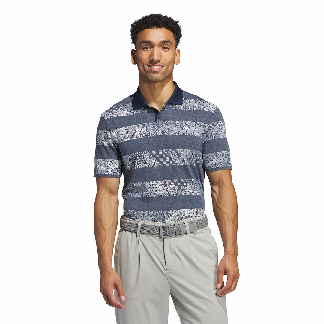 adidas - Men's Go-To Printed Polo (JE1421) All-day Comfort Quick Release Hem