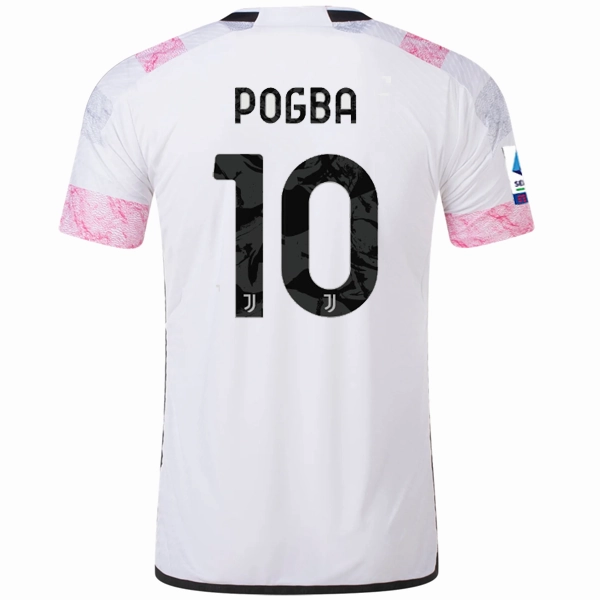Flexible Hemline Agility Wear adidas Juventus Authentic Paul Pogba Away Jersey w/ Serie A Patch 23/24 (White)