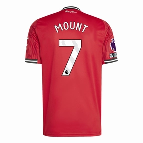 Tear Resistant Fabric Weave Aerodynamic Cut adidas Mason Mount Men's Manchester United Home Jersey 25/26 w/ EPL   NRFR Patches (Red)