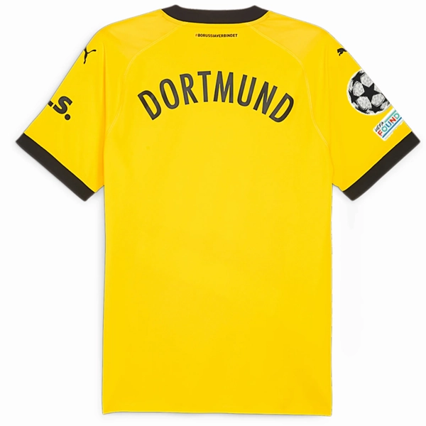Fast Release Moisture Compression Fit Puma Borussia Dortmund Authentic Home Jersey w/ Champions League Patches 23/24 (Cyber Yellow/Puma Black)