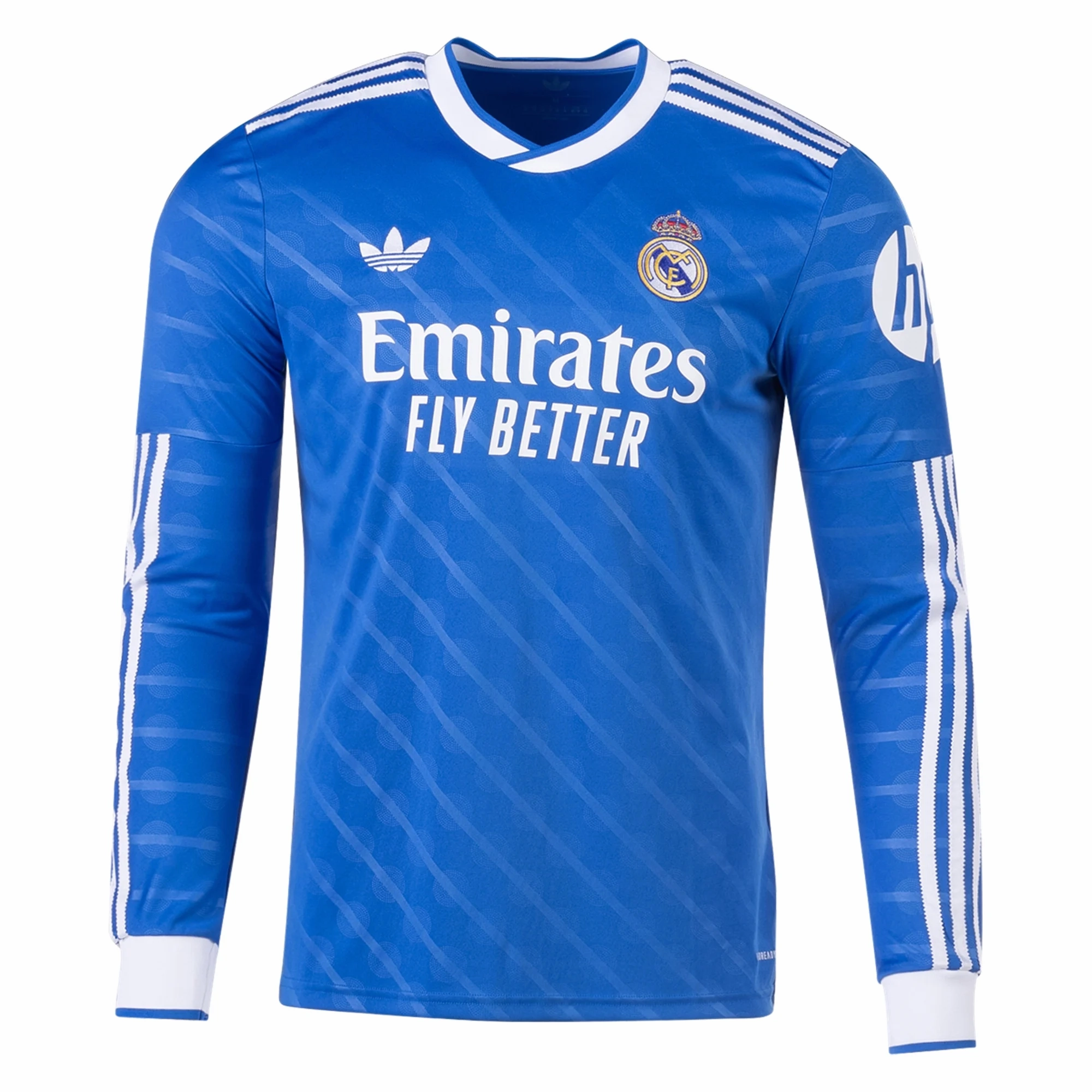 adidas Men's Real Madrid Long Sleeve Third Jersey 25/26 (Blue/White) Brushed Interior Lean Motion