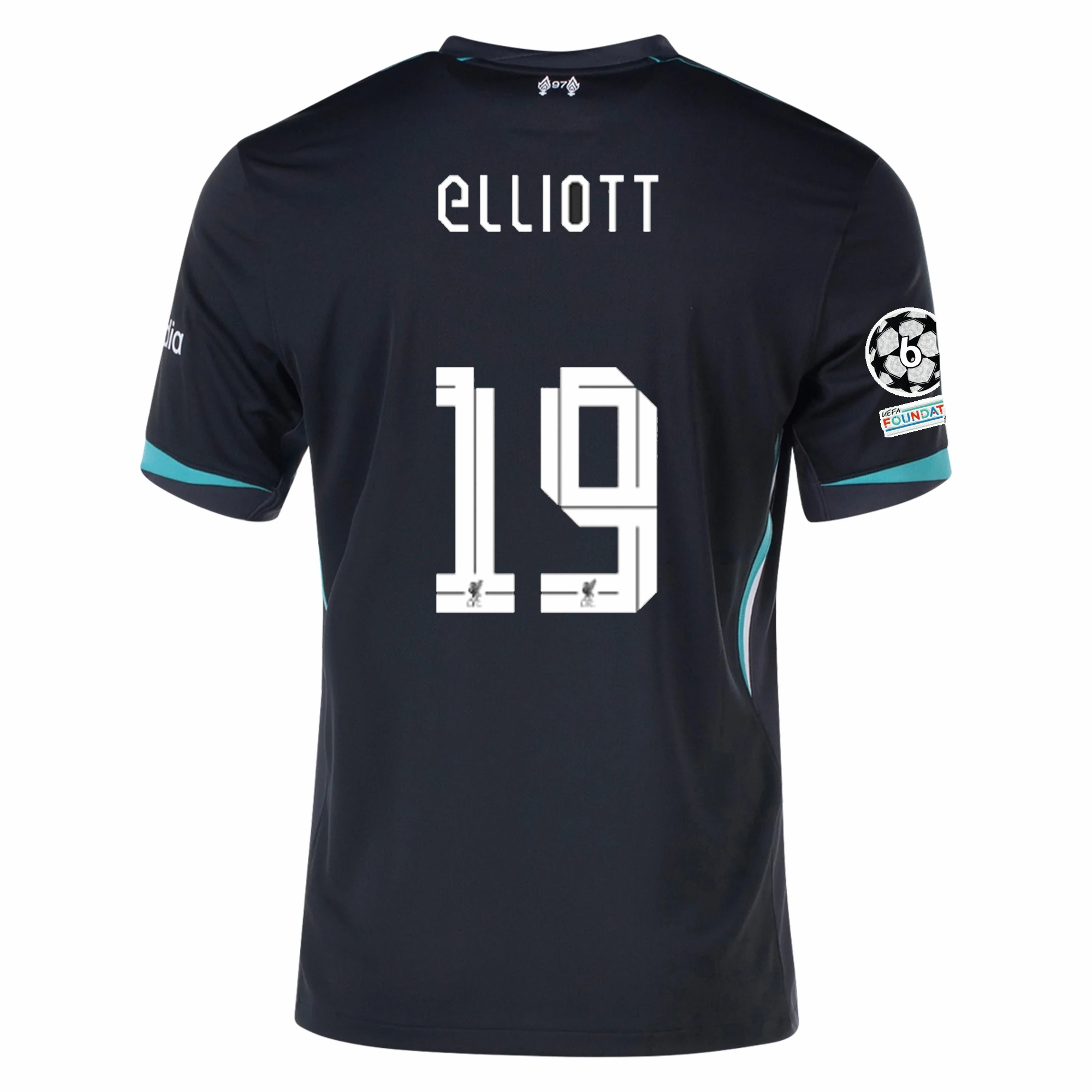 Nike Liverpool Harvey Elliott Away Jersey w/ Champions League Patches 24/25 (Night Forest/Washed Teal) Vented Panels