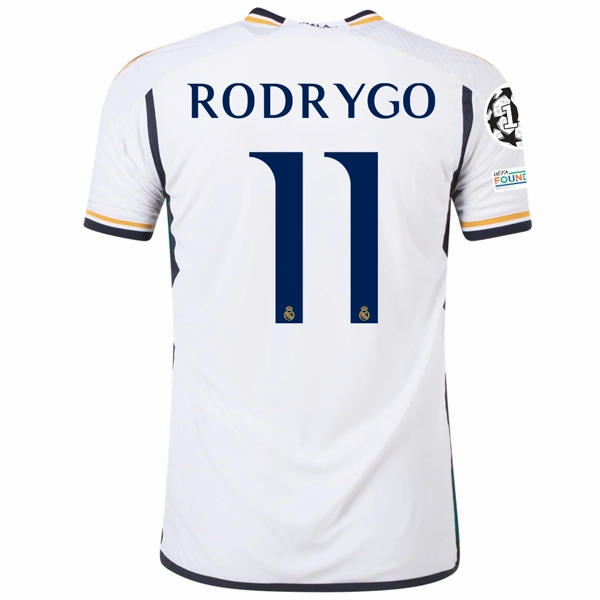 Motion Line Unstructured Silhouette adidas Real Madrid Authentic Rodrygo Home Jersey w/ Champions League   Club World Cup Patches 23/24 (White)