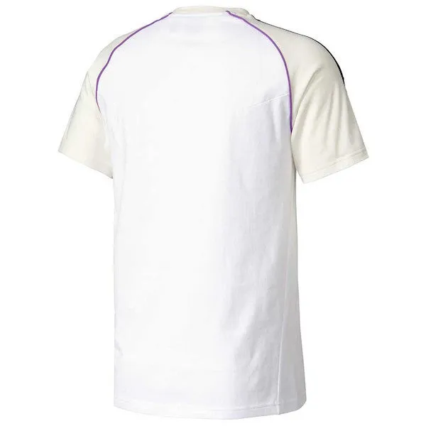 adidas Men's Real Madrid Soccer Tee (White/Off White) DoubleLayeredCollar Easy to Style