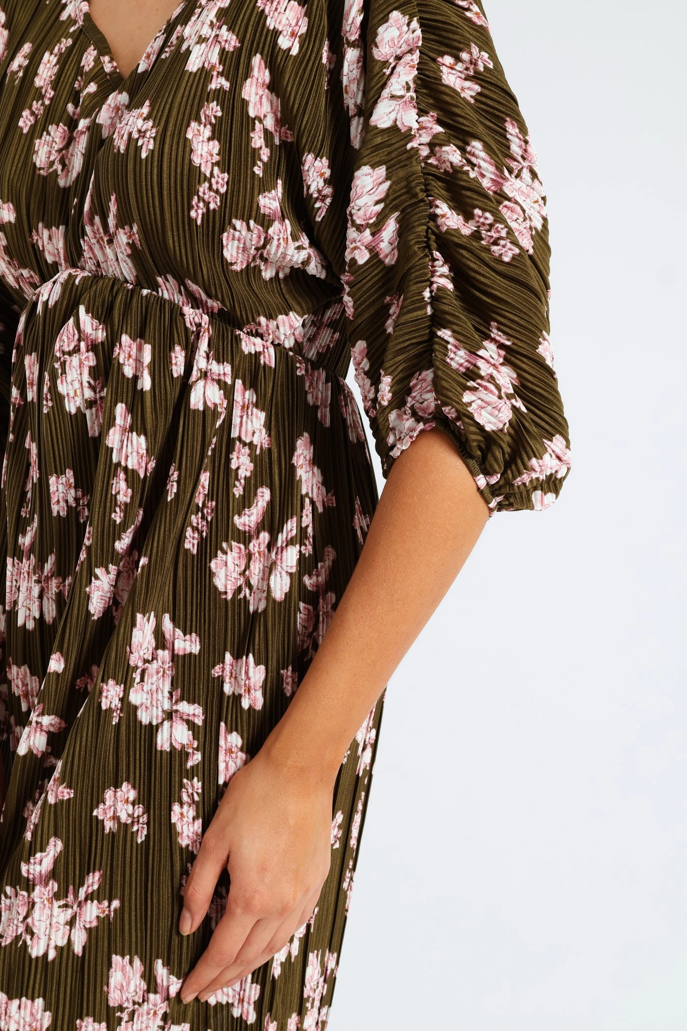 Comfy Comfort Bubble Sleeve Back Tie Plisse Babydoll Mini Dress