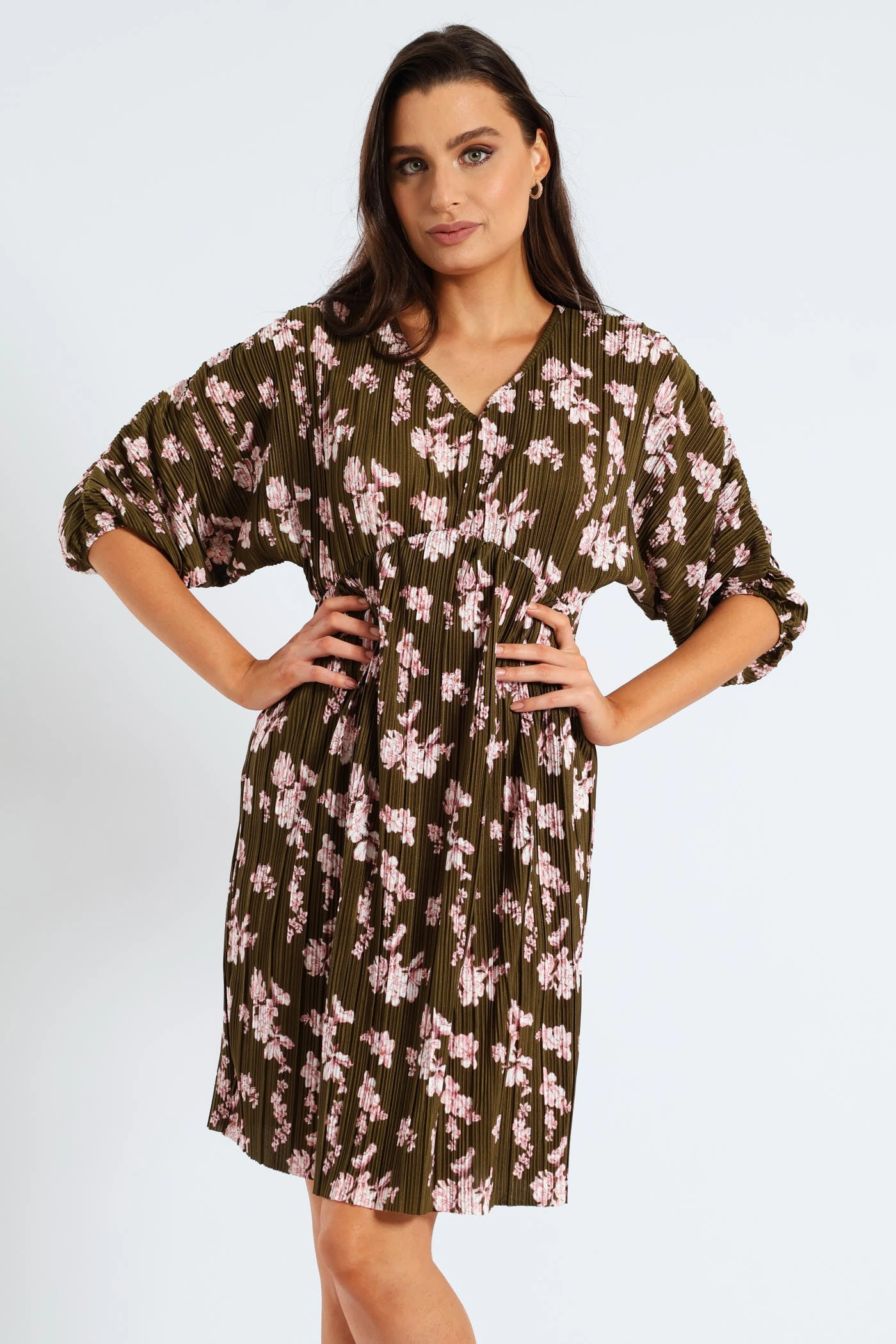 Chic and Flattering Bubble Sleeve Back Tie Plisse Babydoll Mini Dress