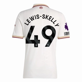 adidas Lewis Skelly Men's Arsenal FC Third Jersey 25/26 w/ NRFR   EPL Patches (White/Burgundy) Workout Fit High Stretch Elastic Cuffs