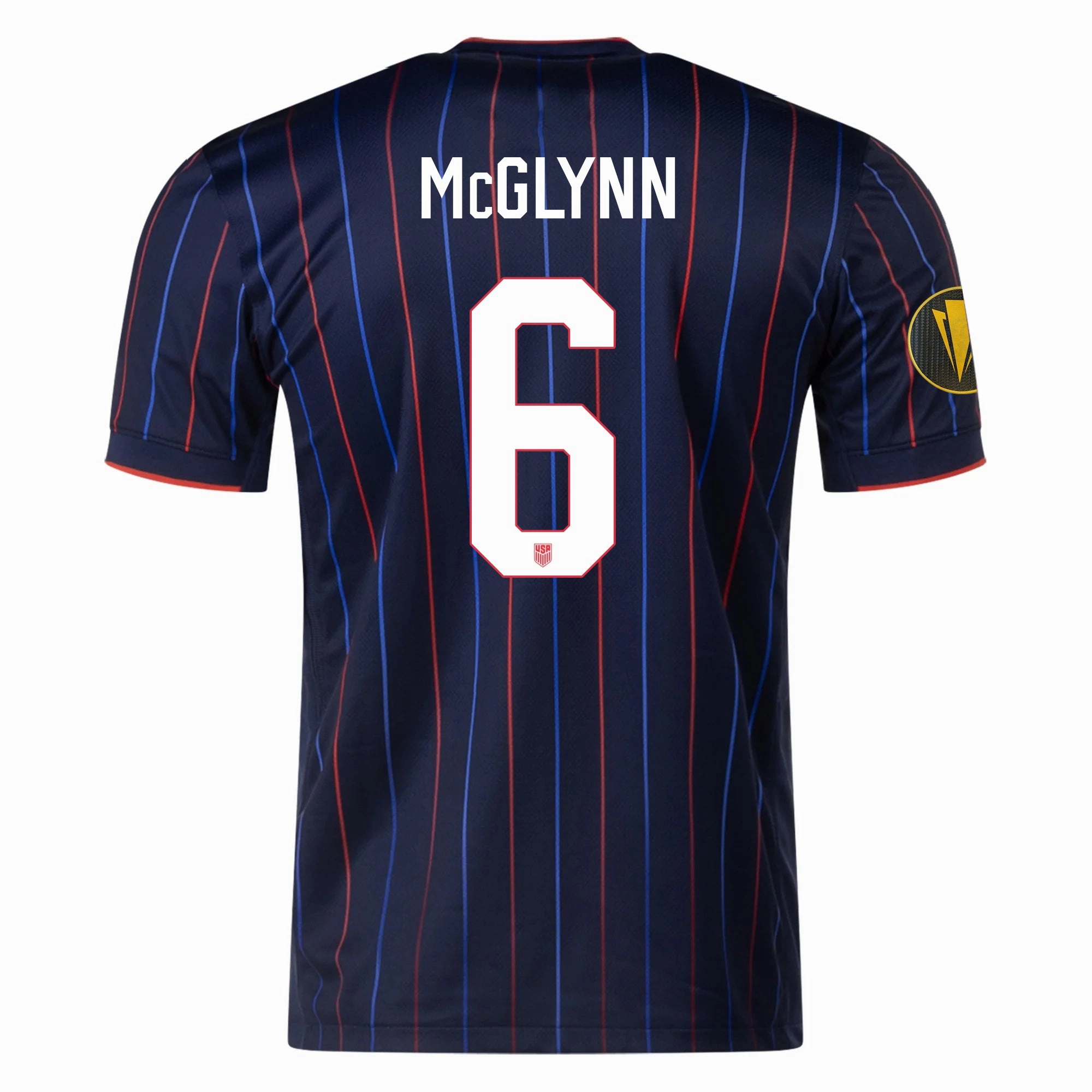 Nike Jack McGlynn United States Away Jersey 25/26 w/ Gold Cup Patch 2025 (Obsidian/Challenge Red) Slim Fit Contour Design Friction Free