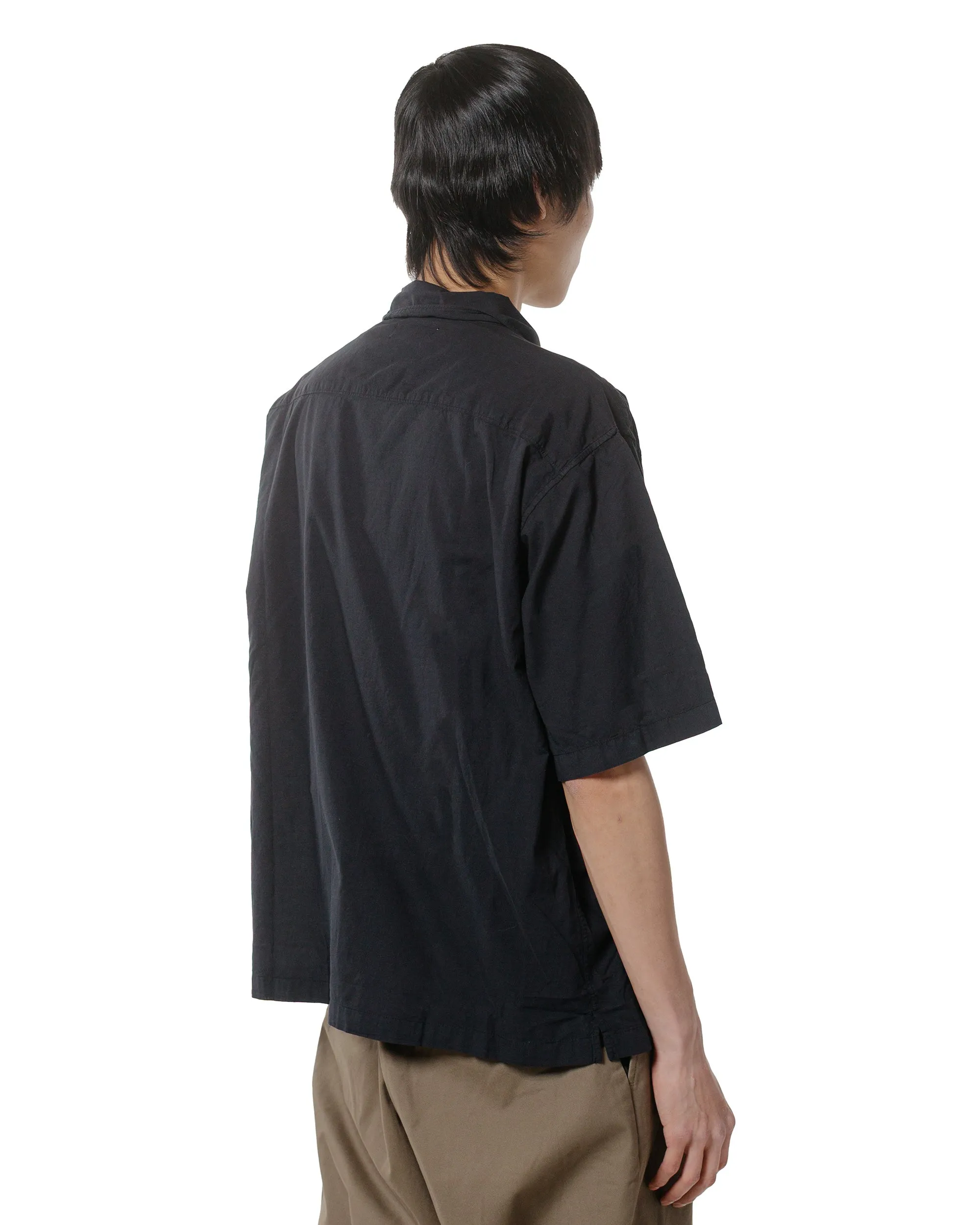 Merz B. Schwanen SHIRT09LP Unisex Short Sleeve Cotton Poplin Shirt Deep Black Outdoor Gear