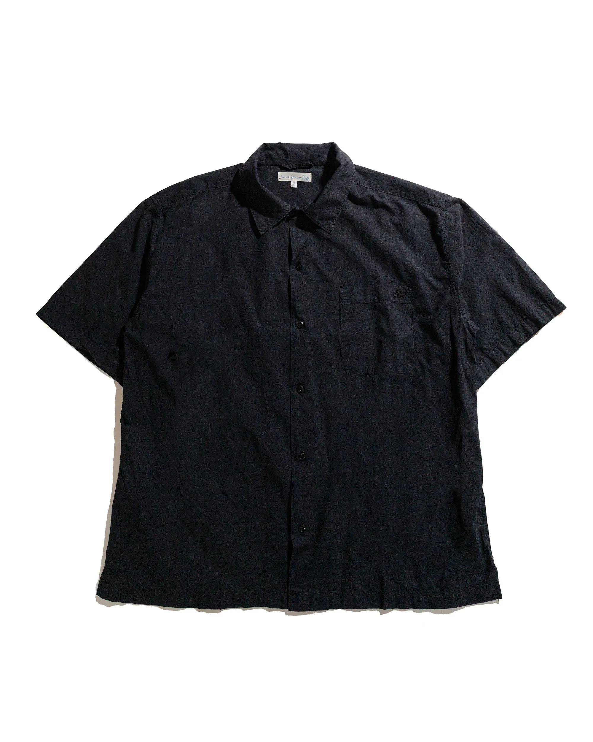 Graphic Art Merz B. Schwanen SHIRT09LP Unisex Short Sleeve Cotton Poplin Shirt Deep Black