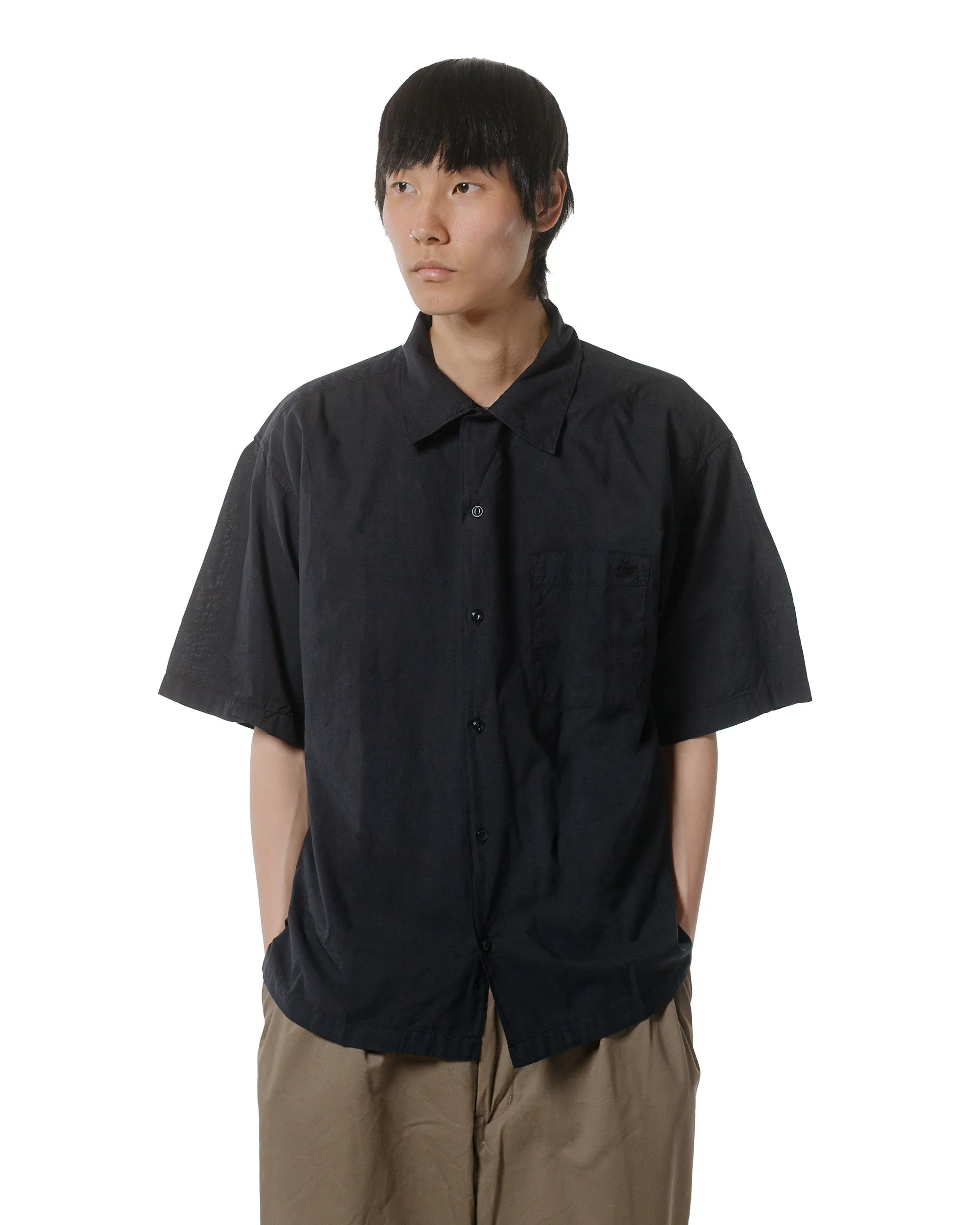 Non Restrictive Fit Neutral Colors Merz B. Schwanen SHIRT09LP Unisex Short Sleeve Cotton Poplin Shirt Deep Black