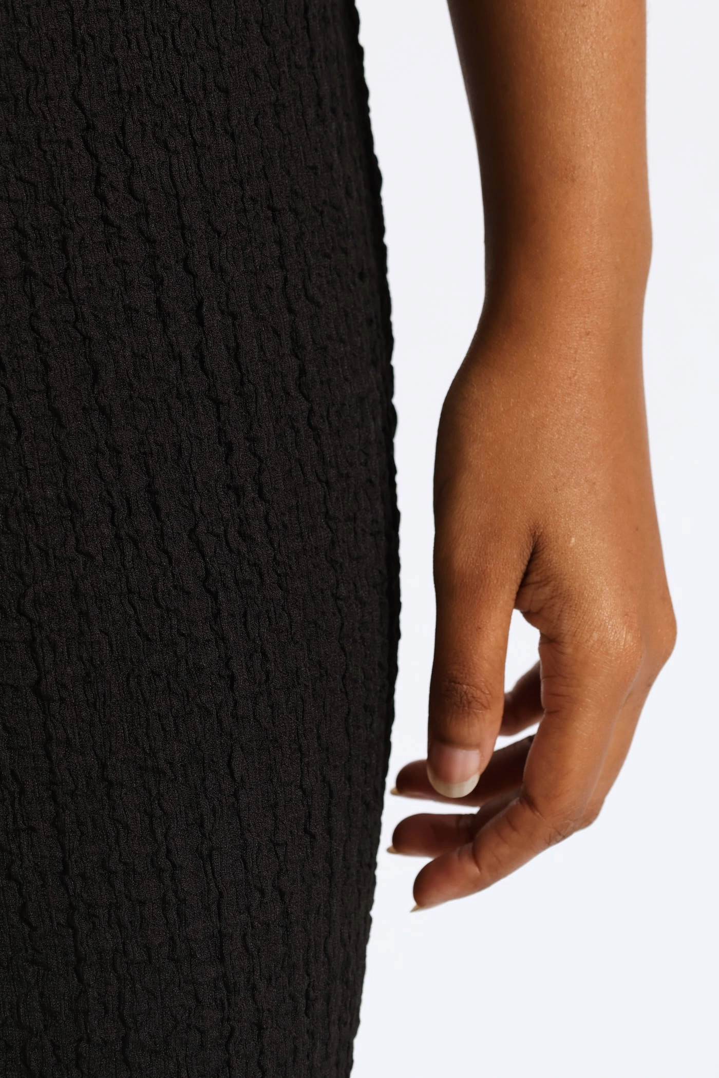 Slim Silhouette Built Up Racer Column Midi Dress - Black