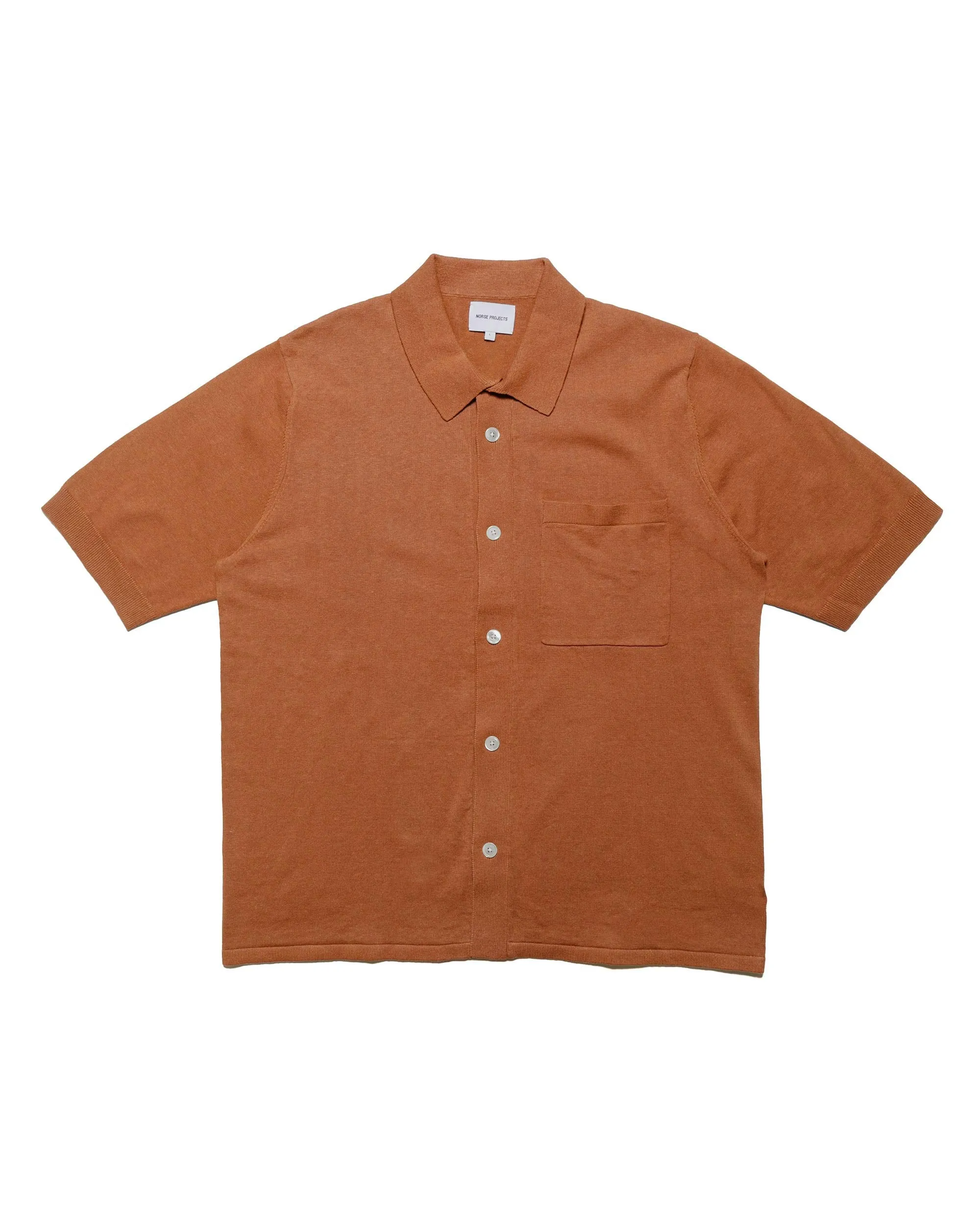 Gender Neutral Norse Projects Rollo Cotton Linen SS Shirt Red Clay