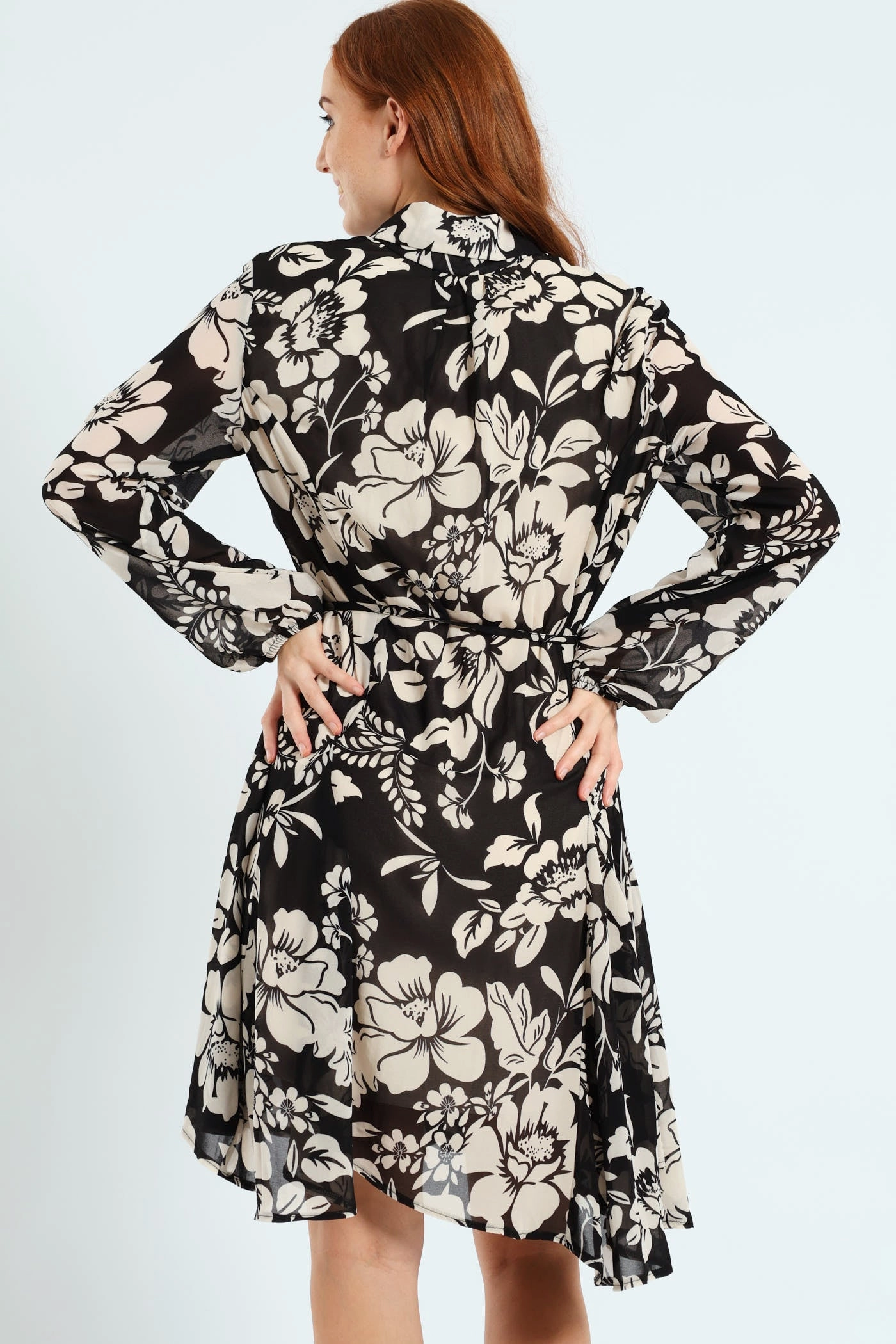 Button Through Godet Tea Dress Elegant Fit Moment Light