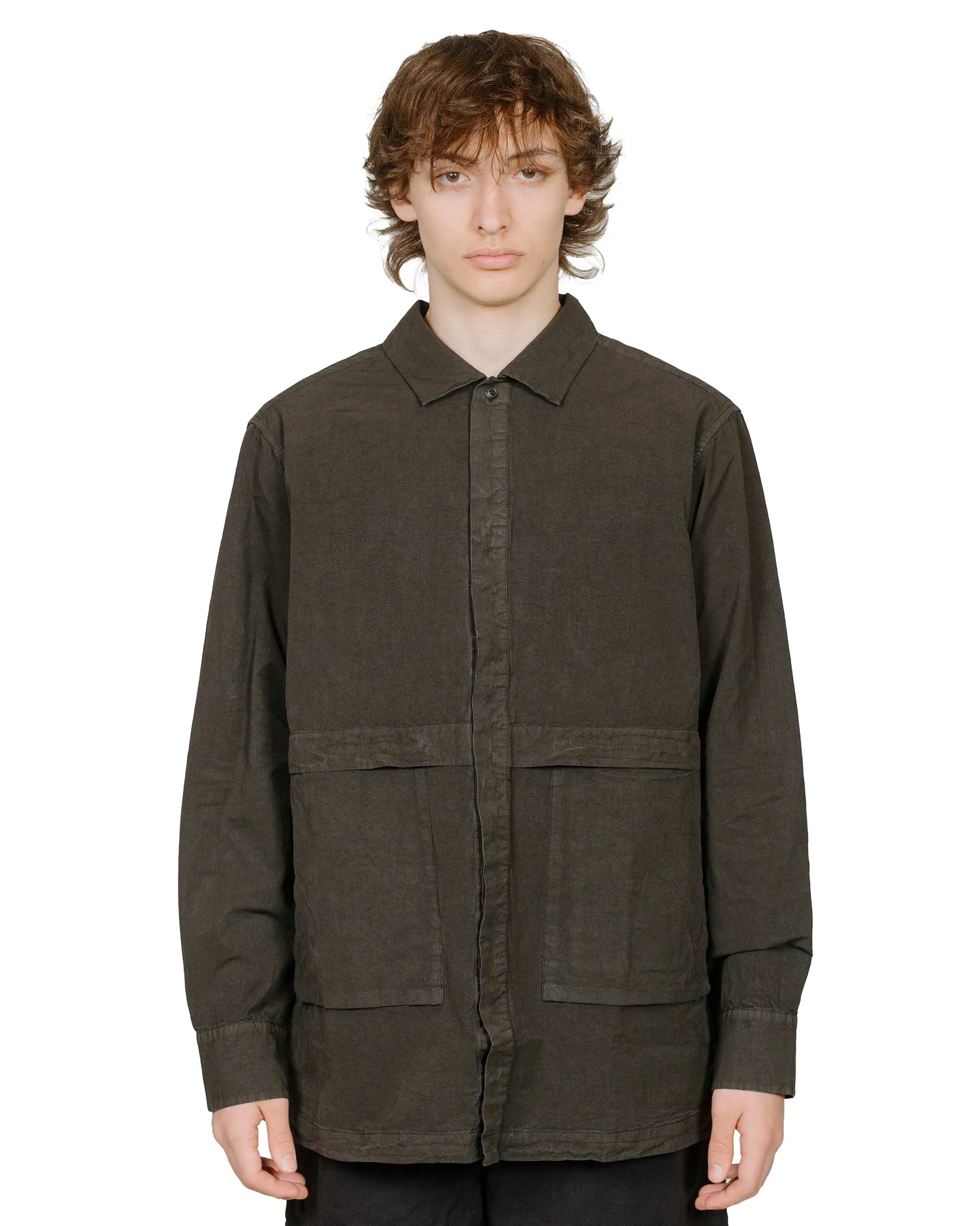 CASEY CASEY Fabu Shirt Paper Cot Dark Khaki Ergonomic Back Panel