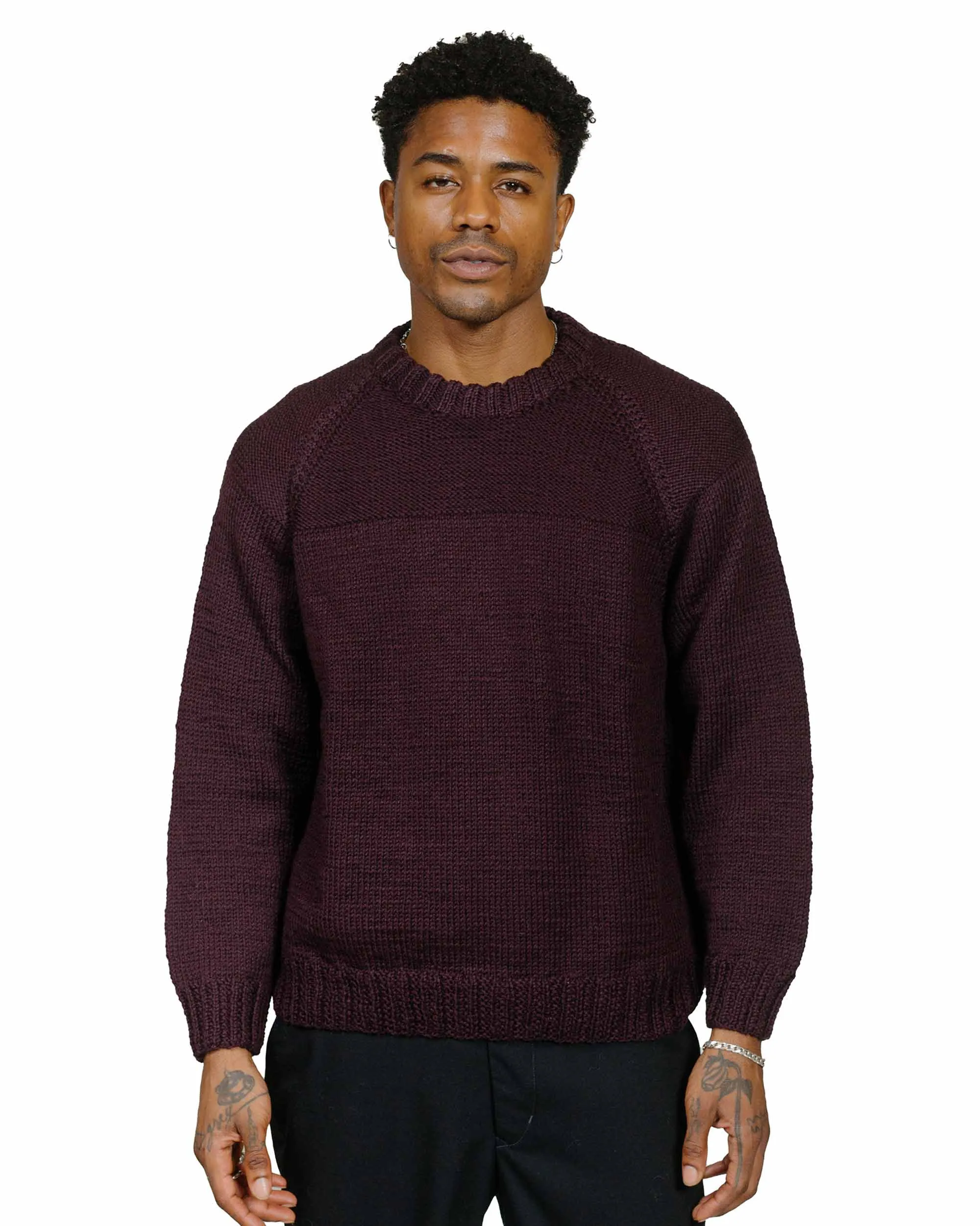 product fuzzy coziness tribal print CASEY CASEY Mix Stitch Jumper Wooly Blackberry