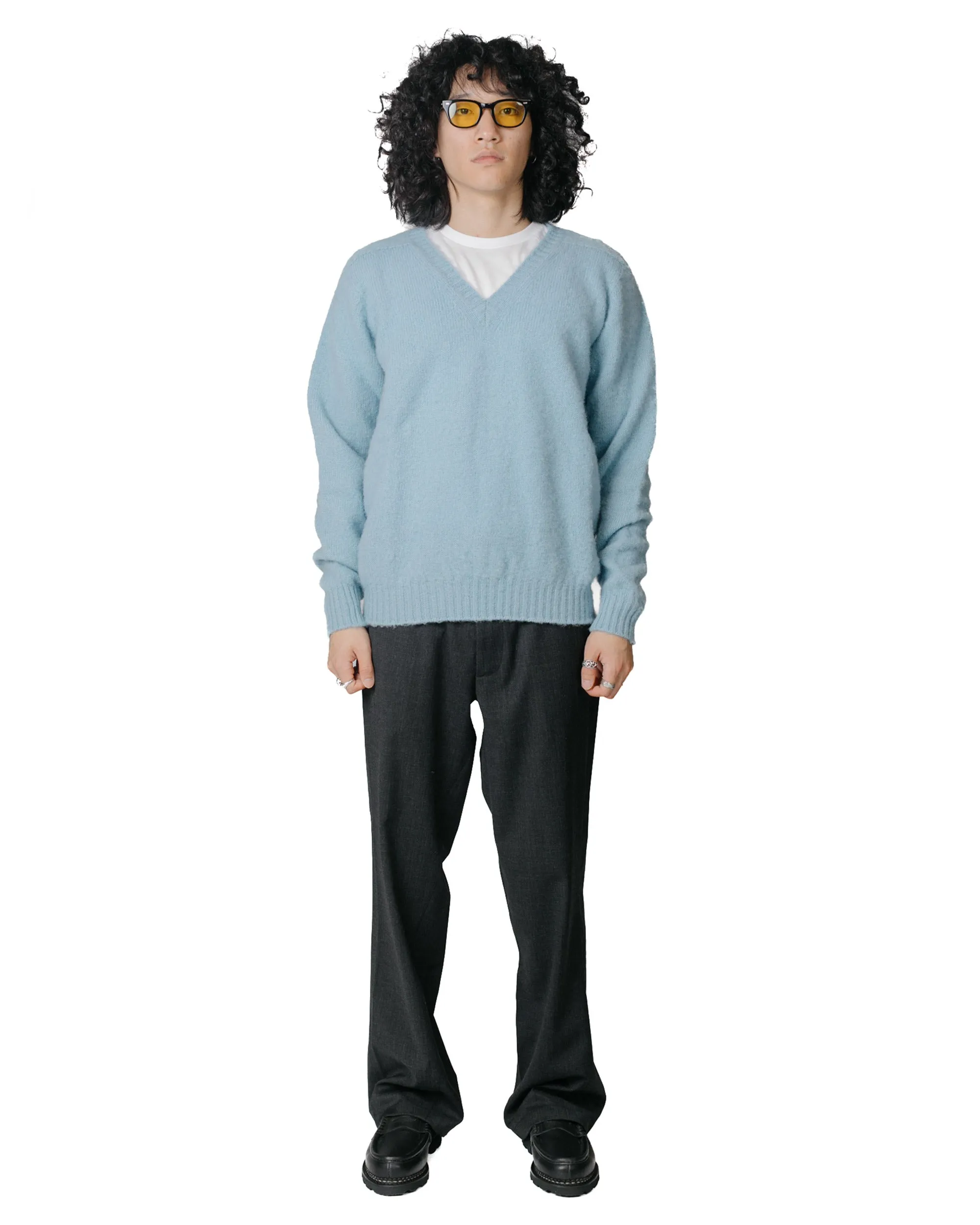 Short Sleeve Howlin' Shaggy Bear V Neck Soft Blue