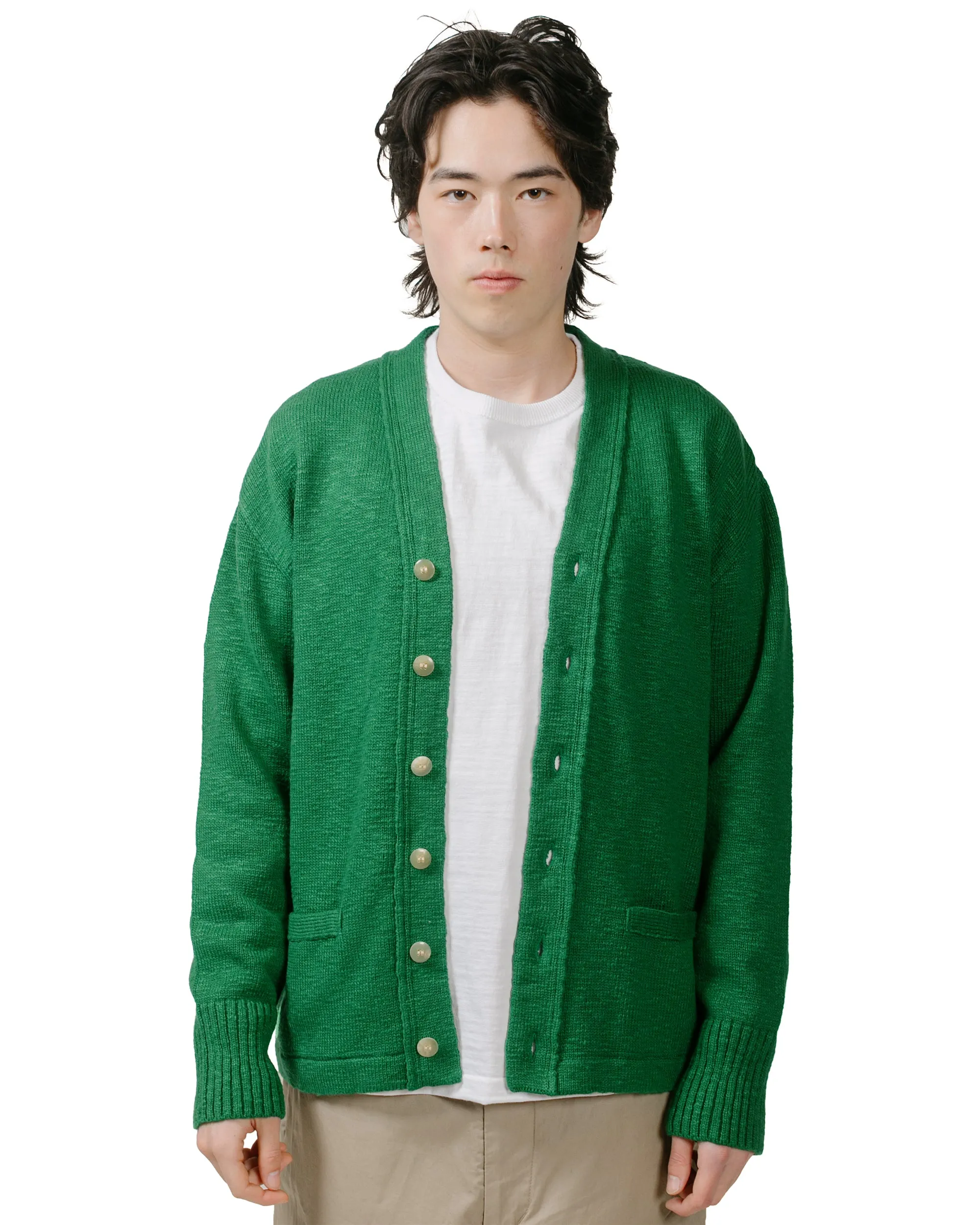 The Real McCoy's MC24016 Cotton Summer Cardigan Green Soft and Warm