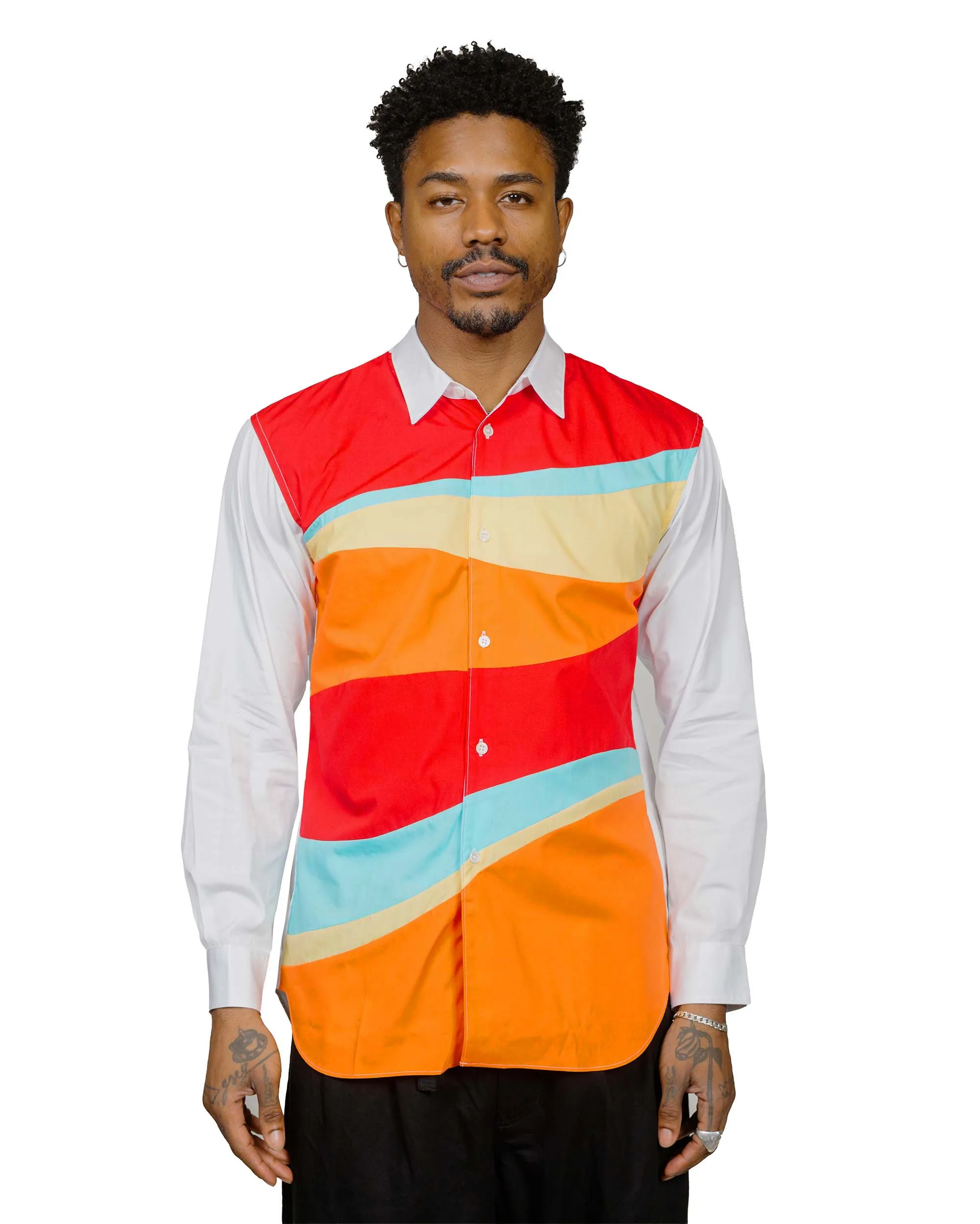 Comme des Gar?ons SHIRT Coloured Stripe Shirt White Mix Eco Friendly Production Stylish Appearance