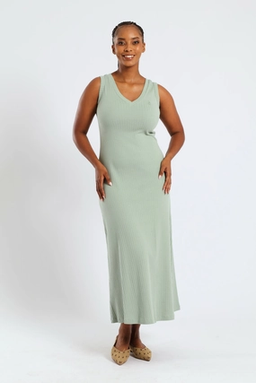 Madison Sleeveless Rib Dress - Sage Pleat Breeze Brunch Outfit