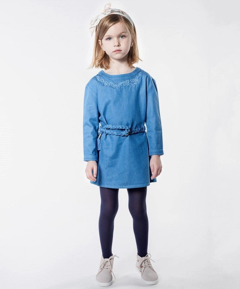 Girls LS Denim Dress w/ Braided Belt Cool Finish OdorControlTreatment