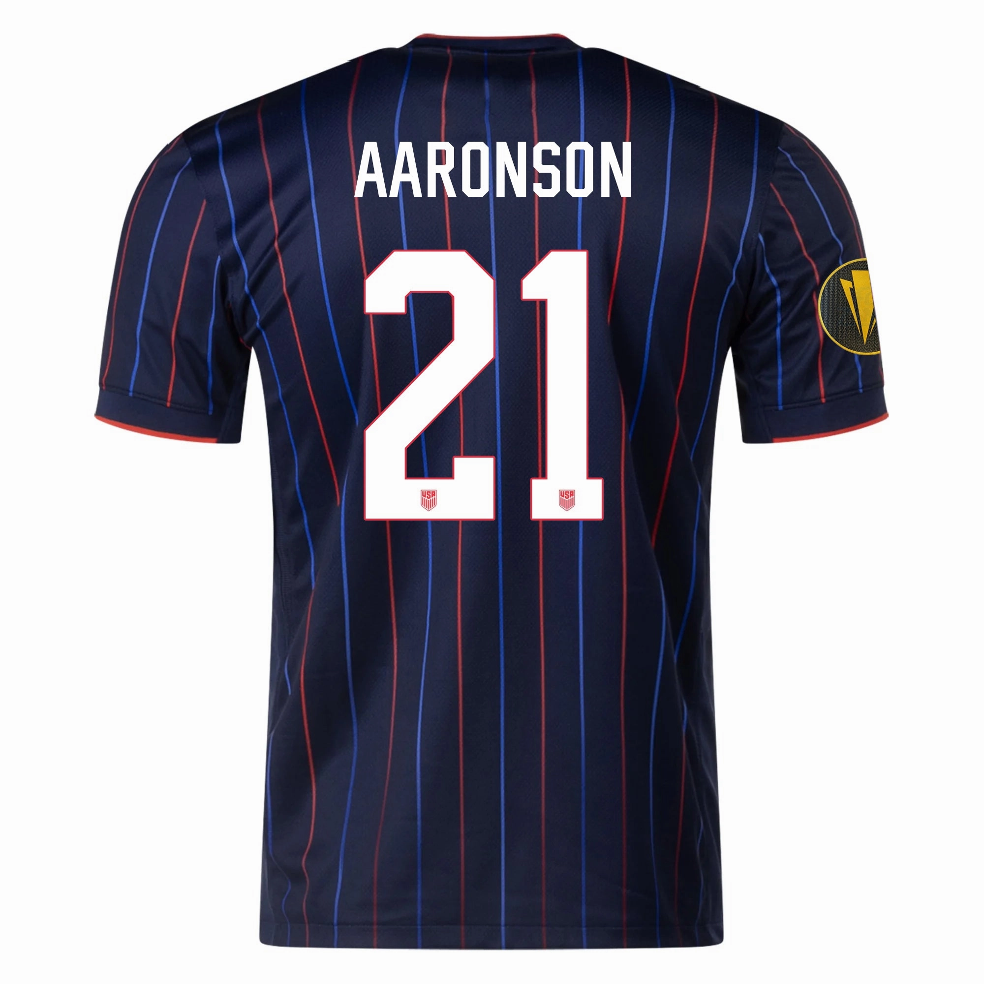 Nike Paxten Aaronson United States Away Jersey 25/26 w/ Gold Cup Patch 2025 (Obsidian/Challenge Red) UV Protective Material Low Profile Silhouette
