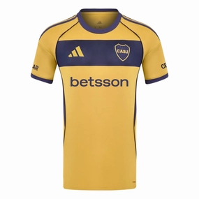 Reinforced Hemlines Training Ready Wear adidas Men's Boca Juniors Away Jersey 25/26 (Gold/Navy)