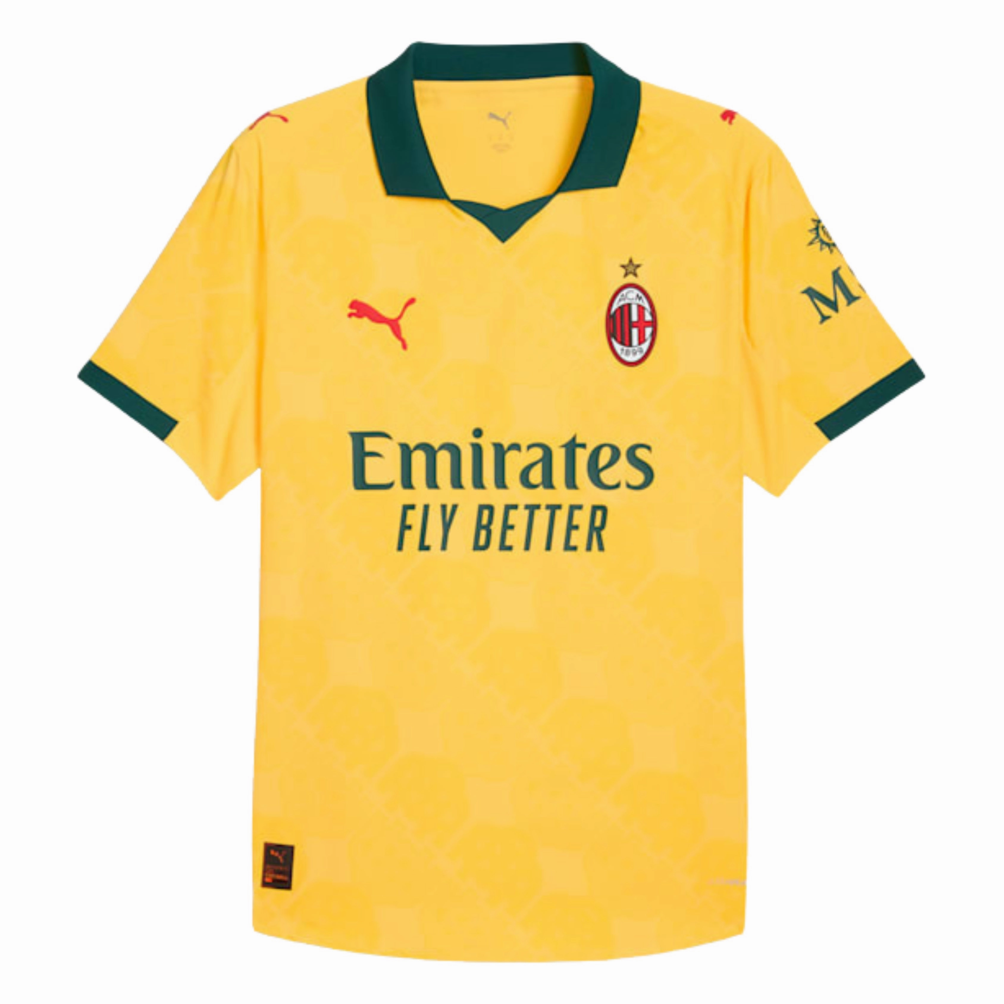 Puma Men's AC Milan Authentic Third Jersey 25/26 (Sunny Yellow/Dark Myrtle) Matte Surface Finish Quick Touch