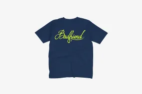 Badfriend "Cursive Logo S/S Tee" M - Navy Cozy Fashion Suede Mood