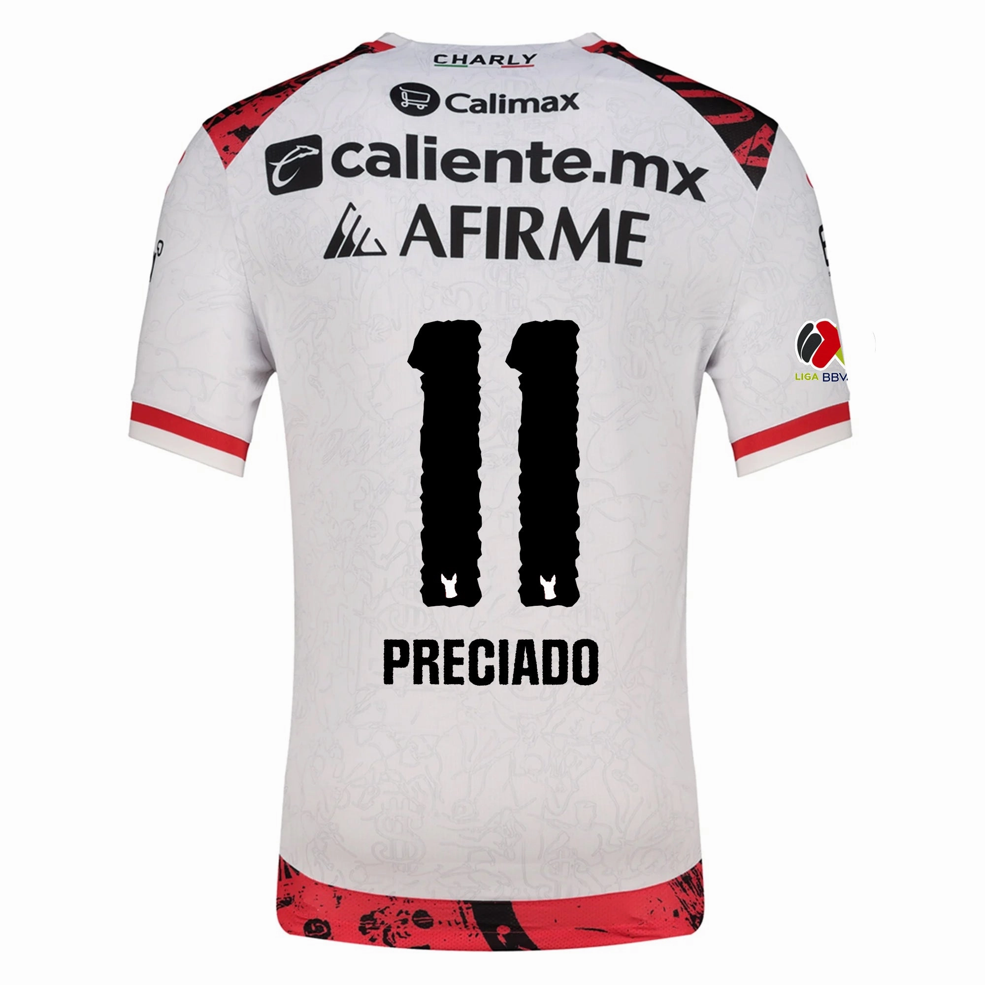 Charly Adonis Preciado Men's Xolos De Tijuana Away Jersey 25/26 w/ BBVA MX Patch (White) Technical Build