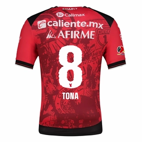 Charly Iv??n Tona Men's Club Tijuana Xolos Home Jersey 25/26 w/ BBVA MX Patch (Red/Black) City Active Raglan sleeves