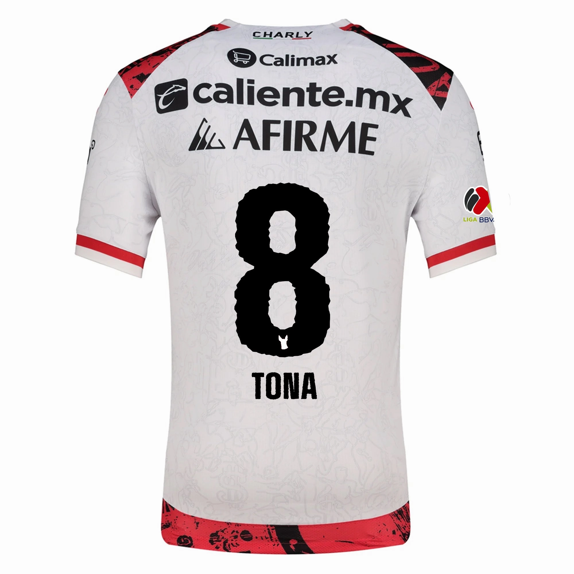 Charly Iv??n Tona Men's Xolos De Tijuana Away Jersey 25/26 w/ BBVA MX Patch (White) 4 Way Stretch
