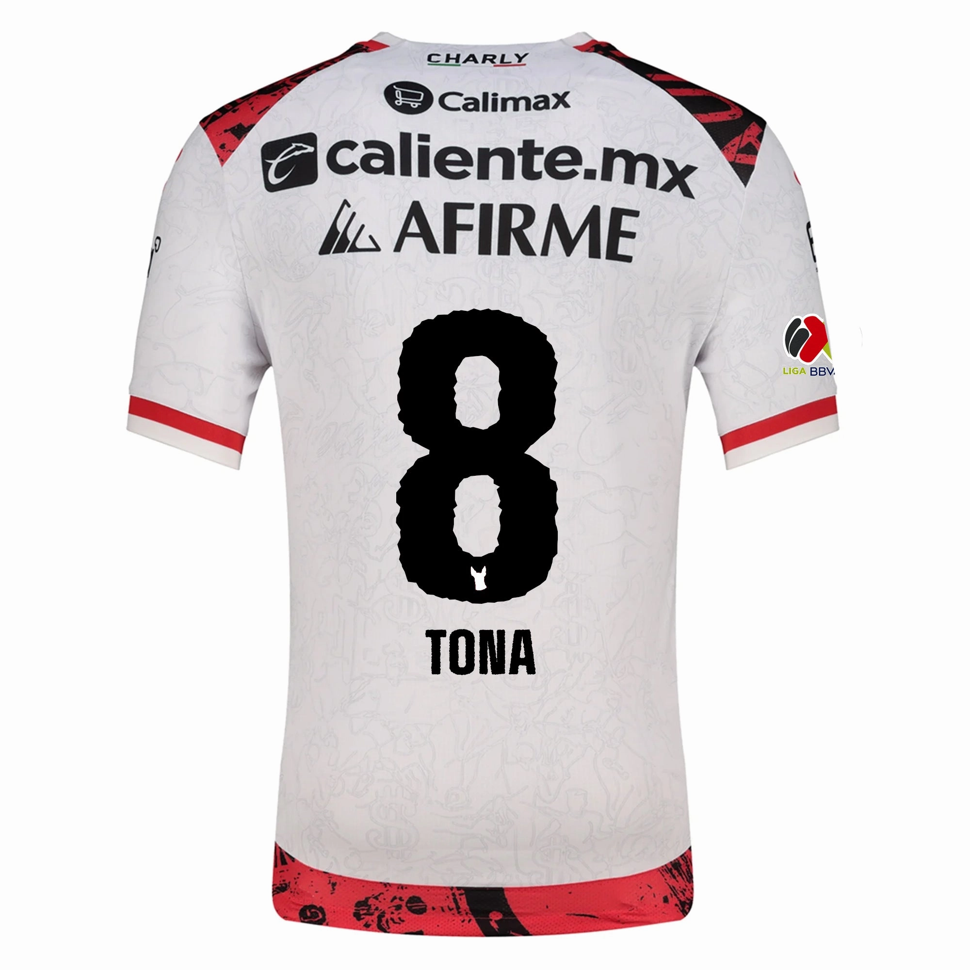 Charly Iv??n Tona Men's Xolos De Tijuana Away Jersey 25/26 w/ BBVA MX Patch (White) Non Restrictive Cuffs Quick Release Tag