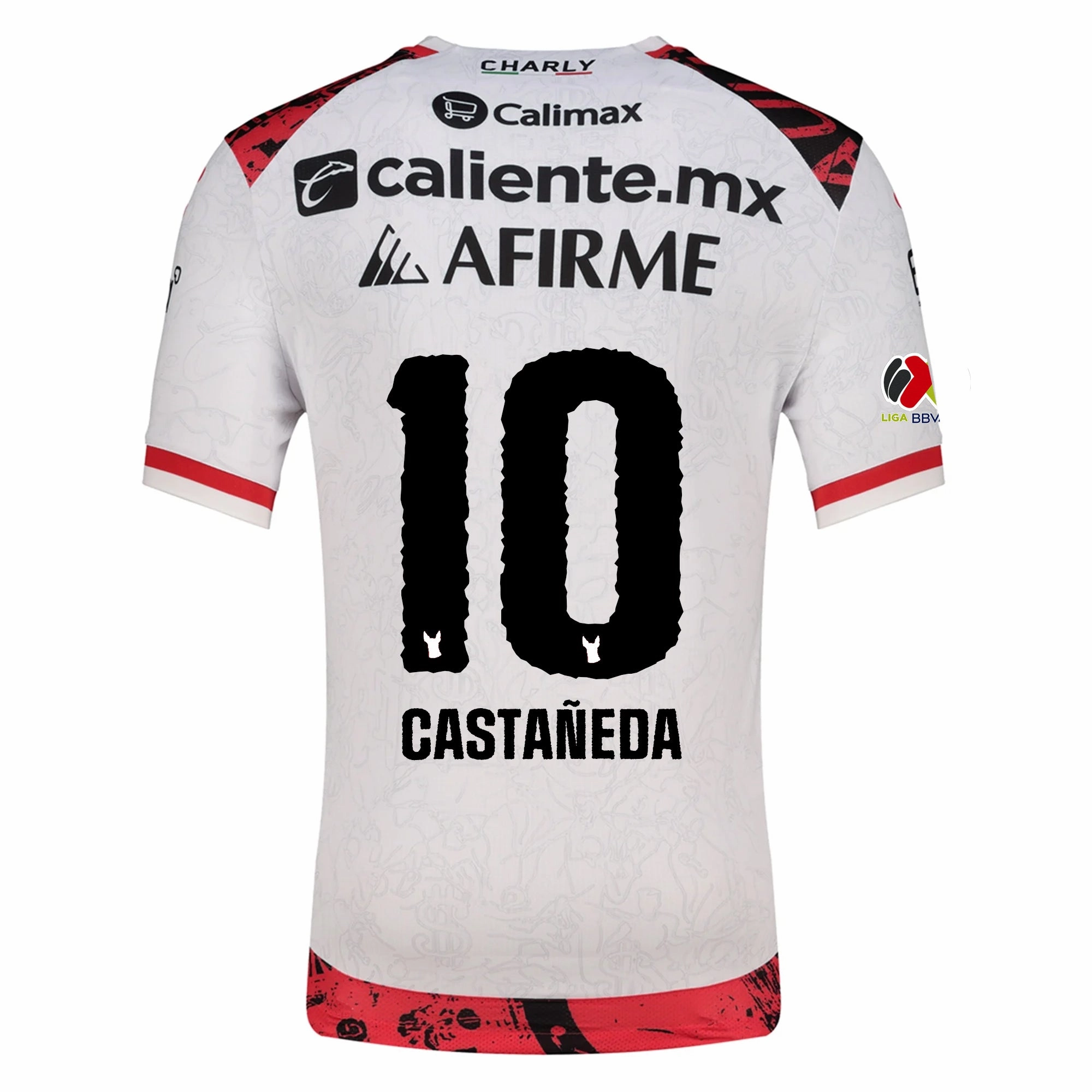 Precision Cut Seamless Side Panels Charly Kevin Castaneda Men's Xolos De Tijuana Away Jersey 25/26 w/ BBVA MX Patch (White)