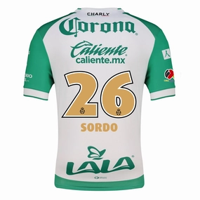 Charly Ramiro Sordo Men's Santos Laguna Home Jersey 25/26 w/ BBVA MX Patches (Green/White) Anti Pilling Fabric Treatment Active Apparel