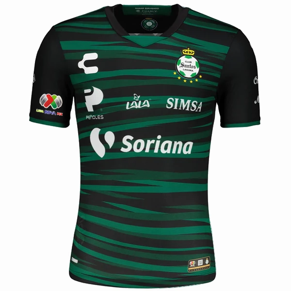 Charly Santos Laguna Away Jersey w/ Liga MX Patch 22/23 (Green/Black) Non Irritating Fabric Training session
