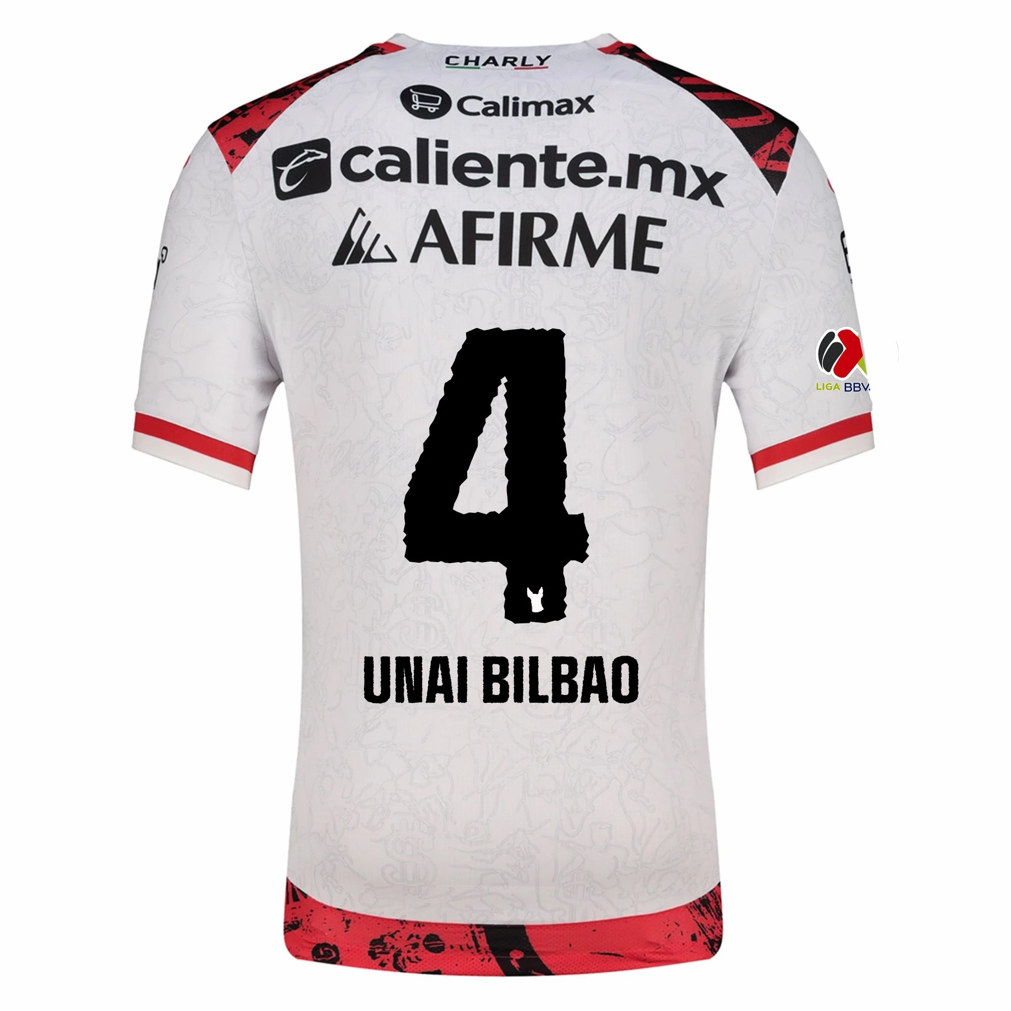 Double Stitched Edging Charly Unai Bilbao Men's Xolos De Tijuana Away Jersey 25/26 w/ BBVA MX Patch (White)