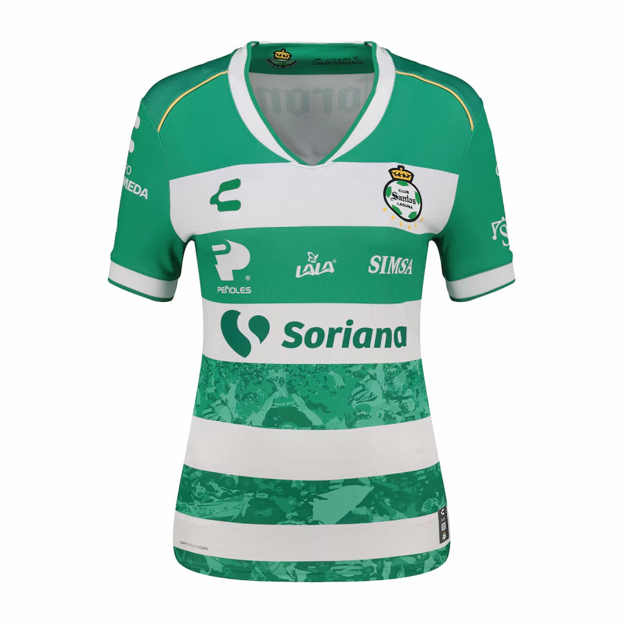 Charly Women??s Santos Home Jersey 25/26 (Green/White) Multipurpose Sports Gear sprint training
