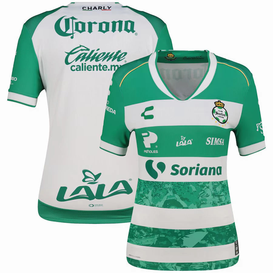 Charly Women??s Santos Home Jersey 25/26 (Green/White) Performance Stretch Ultra Soft Feel