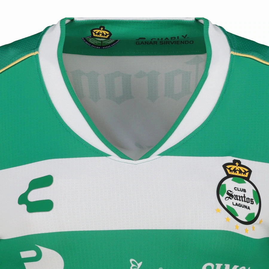 Charly Women??s Santos Home Jersey 25/26 (Green/White) Classic Crew Neck Design Sport Layer
