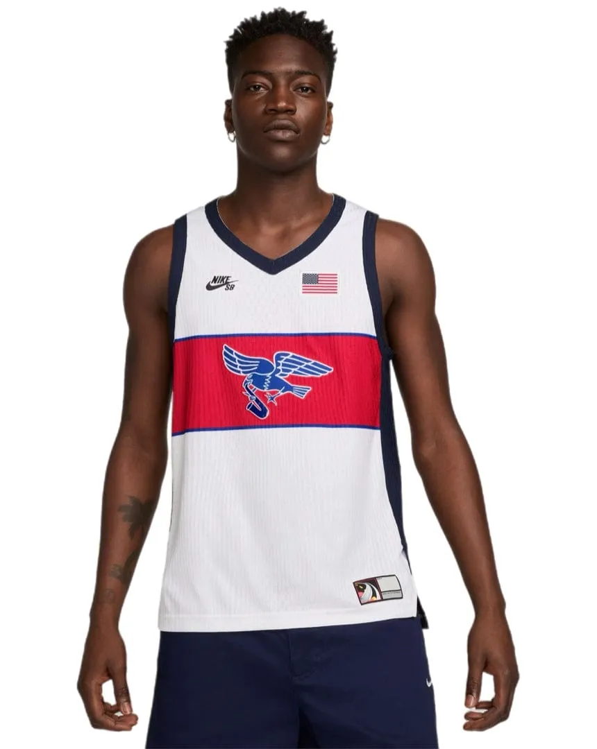 Romance Fit Nike SB Olympic Dri-Fit ADV Sleeveless Jersey - White / Sport Red