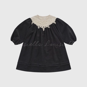 Louisiella Grandis Corduroy Dress, Charcoal Long Lines Trendy Vibes