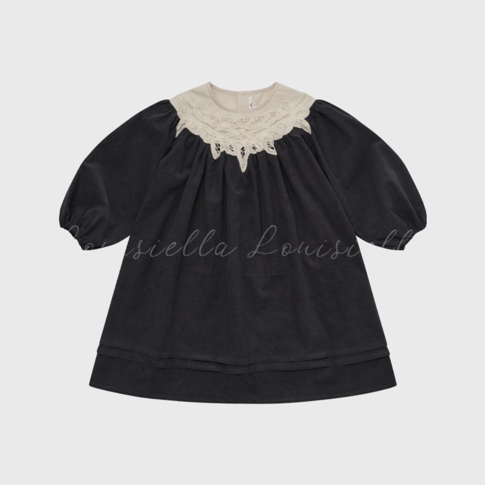 Louisiella Grandis Corduroy Dress, Charcoal Long Lines Trendy Vibes